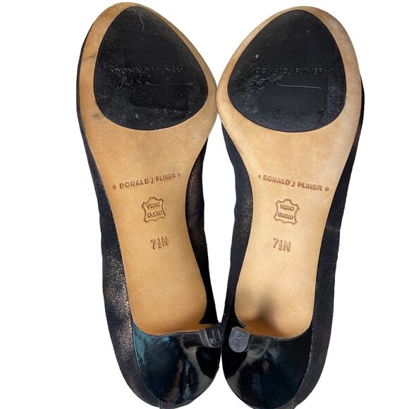 Donald J Pliner Black Bronze Dusted Metallic Kitten Heels Size 7.5 Narrow - Picture 5 of 8